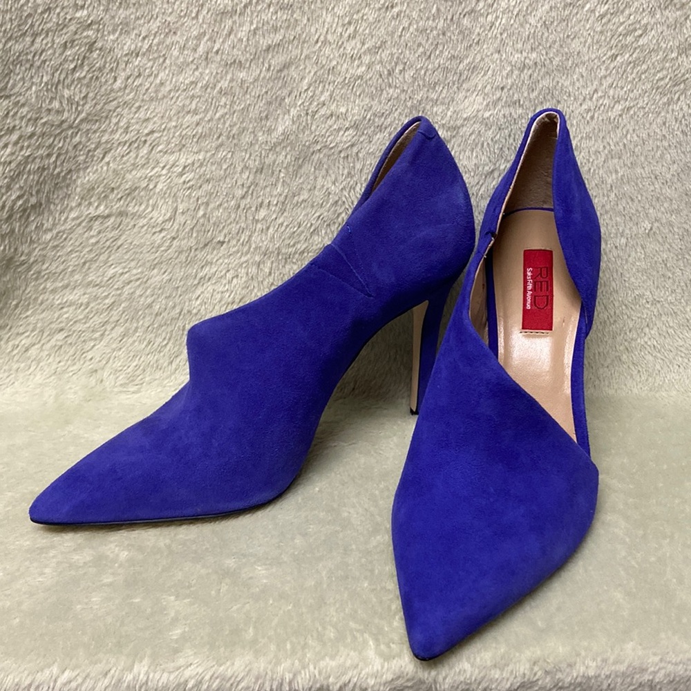 RED Saks Fifth Avenue Blue Suede Heels